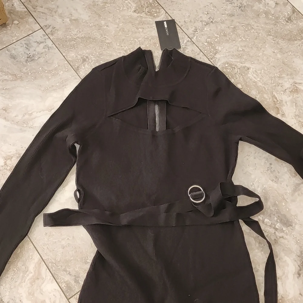 FASHION NOVA NWT BLACK TOP SECRET RIBBED KNIT JUMPSUIT SIZE 3X STRETCH - Picture 4 of 8